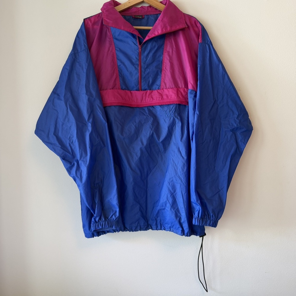 Vintage 80s Merit Windbreaker Anorak Jacket Womens Size L - Packable Purple Pink